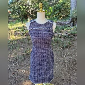 J Crew Womens Navy Blue Tweed Sheath Dress Size 0
